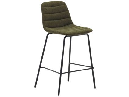 Tmavě zelená čalouněná barová židle Kave Home Zunilda 65 cm