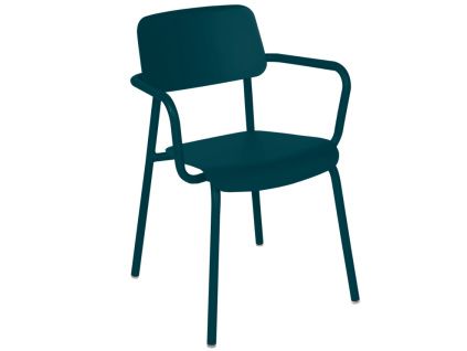 Modrá hliníková zahradní židle Fermob Studie s područkami