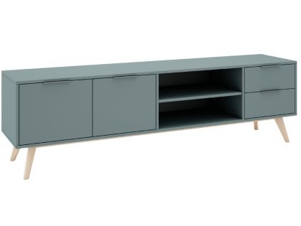 Zelený lakovaný TV stolek Marckeric Pisco 180 x 40 cm