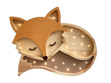 Oranžová dřevěná dětská LED lampa Liška 36 cm