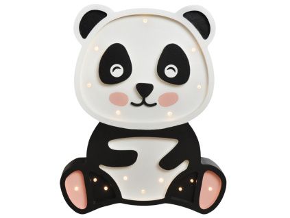 Černobílá dřevěná dětská LED lampa Panda 36 cm