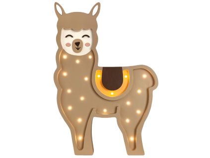 Béžová dřevěná dětská LED lampa Lama 41,5 cm