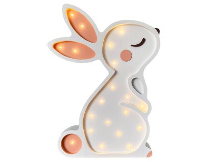 Bílá dřevěná dětská LED lampa Králíček 38 cm