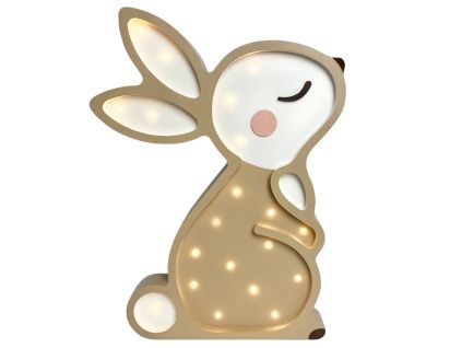 Béžová dřevěná dětská LED lampa Králíček 38 cm