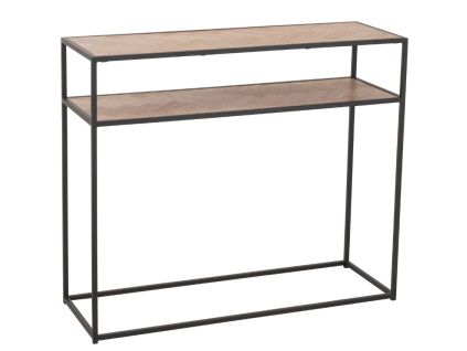 Dřevěný toaletní stolek J-line Zigtem 100 x 35 cm s černou konstrukcí