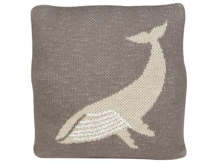 Tmavě béžový bavlněný dětský polštář Quax Whale 30 x 30 cm