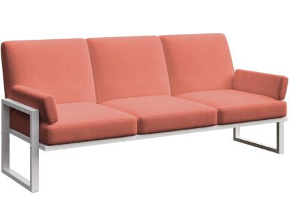 Červená třímístná zahradní pohovka MESONICA Soledo s bílou podnoží 205 cm