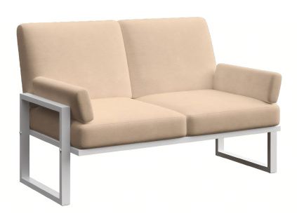 Světle hnědá dvoumístná zahradní pohovka MESONICA Soledo s bílou podnoží 140 cm