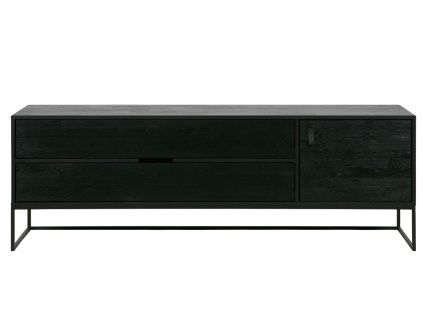 Černý jasanový TV stolek Frax 180 x 40 cm