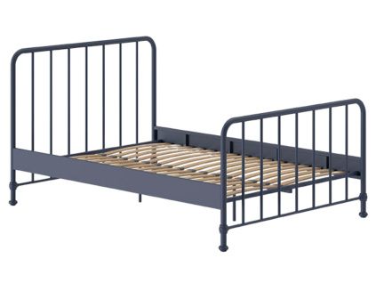 Tmavě modrá kovová postel Vipack Bronxx 140 x 200 cm