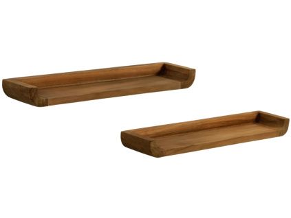 Set dvou hnědých teakových nástěnných polic Kave Home Shamel 50 x 12 cm