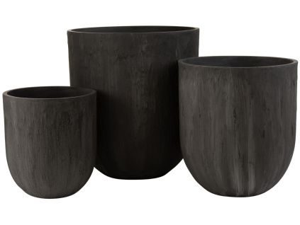 Set tří černých keramických květináčů J-line Flawi 57/47/37 cm