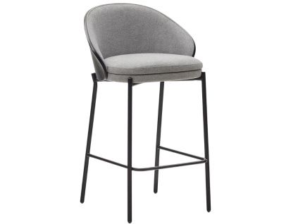 Šedá čalouněná barová židle Kave Home Eamy II. 65 cm