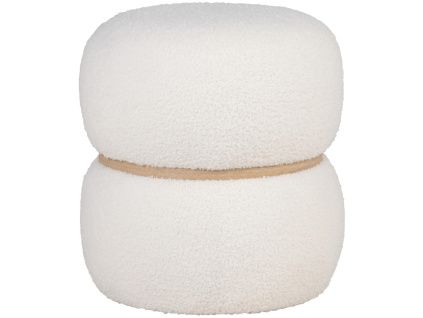 Bílý bouclé puf Manoda 41 cm