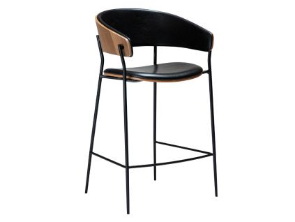 Ořechová barová židle DAN-FORM Crib s koženkovým sedákem 63 cm