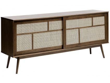 Tmavě hnědá dubová komoda Unique Furniture Barrali 180 x 45 cm