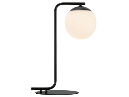 Opálově bílá skleněná stolní lampa Grant s černou podstavou