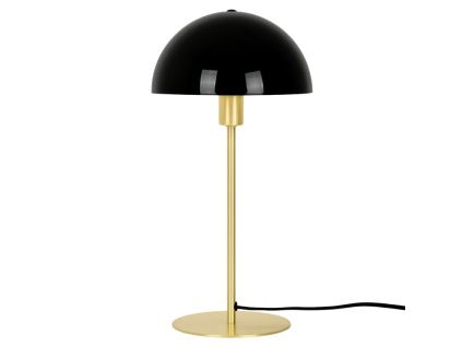 Černá kovová stolní lampa Ellen s mosaznou podstavou
