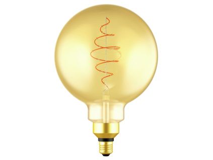 Žlutá dekorativní stmívatelná LED žárovka Spiral Deco Globe E27 7W