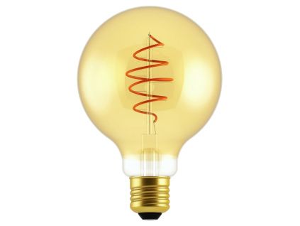 Žlutá dekorativní stmívatelná LED žárovka Spiral Deco Globe Gold E27 4,9W