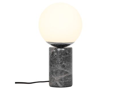 Opálově bílá skleněná stolní lampa Lilly s šedou podstavou