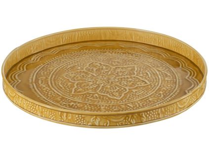 Žlutý kovový podnos J-Line Oma 35 cm