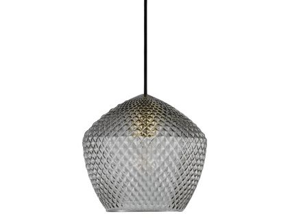 Kouřově šedé skleněné závěsné světlo Orbiform 23 cm