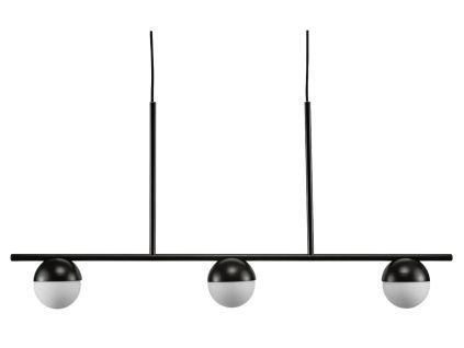 Opálově bílé skleněné závěsné světlo Contina s černou základnou 90 cm