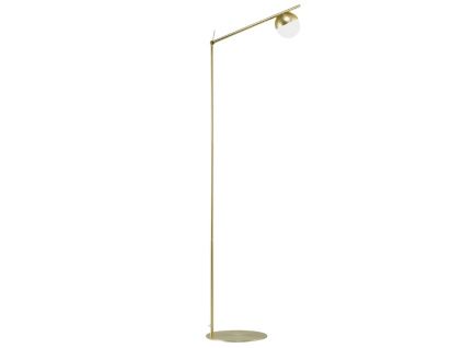 Opálově bílá skleněná stojací lampa Contina s mosaznou podstavou 139 cm