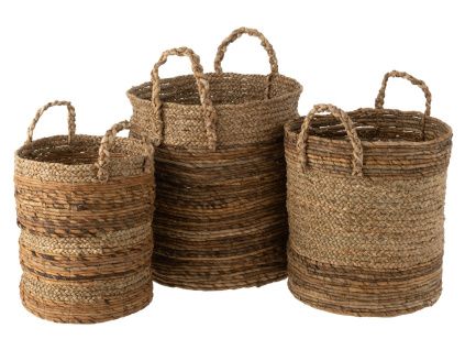 Set tří úložných košů z přírodních vláken J-Line Amot 37/40/46 cm