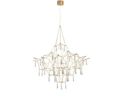 Zlaté kovové závěsné LED světlo Nova Luce Goro 80 cm