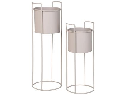 Set dvou béžových kovových květináčů Rabano 18/21,5 cm