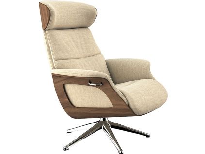 Béžové sametové lounge křeslo FLEXLUX CLEMENT MEDIUM