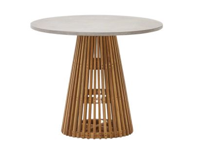 Teakový zahradní stůl s šedou deskou Kave Home Alcaufar 90 cm