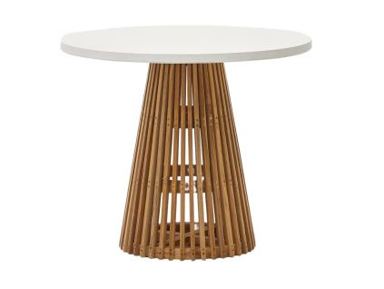 Teakový zahradní stůl s bílou deskou Kave Home Alcaufar 90 cm