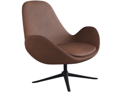 Hnědé kožené lounge křeslo FLEXLUX GHOST LOW II.