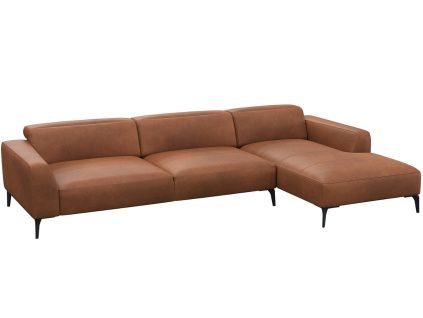 Kožená rohová pohovka VOLUZZI 329 cm, pravá