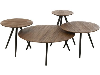 Set čtyř hnědých dřevěných odkládacích stolků J-line Tooky 70/50/40/30 cm