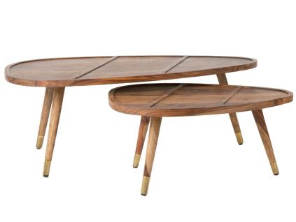 Hnědý set sheeshamových konferenčních stolků DUTCHBONE Sham 110x60 cm