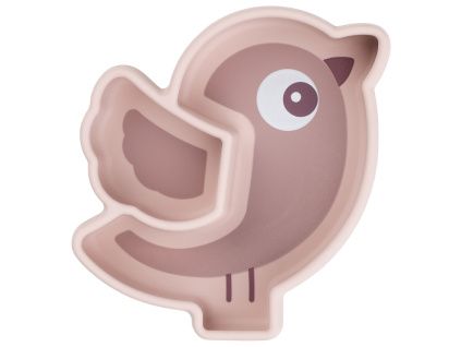 Růžový silikonový talíř Done by Deer Birdee s přísavkou