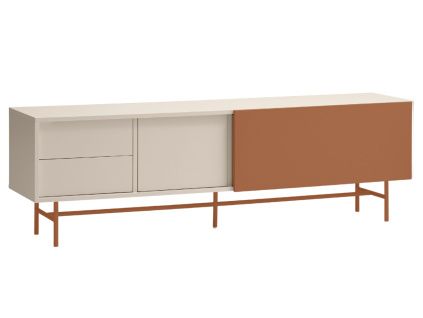 Cihlově červený lakovaný TV stolek Teulat Nube 180 x 40 cm
