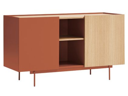 Cihlově červená dubová komoda Teulat Otto 130 x 49 cm