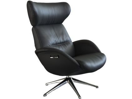 Černé kožené lounge křeslo FLEXLUX MORE