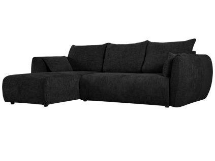 Černá čalouněná rozkládací pohovka Cosmopolitan Design Matera 253 cm, levá