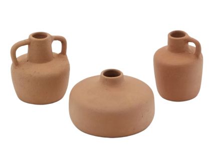 Set tří terakotově červených váz Kave Home Sofra 6/8/8 cm