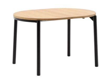 Dubový rozkládací jídelní stůl Kave Home Montuiri 120-200 x 90 cm s černou podnoží