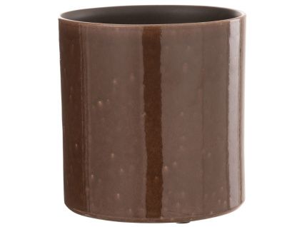 Hnědý keramický květináč J-line Bore Ø 16 cm