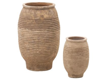 Set dvou přírodních zahradních květináčů Kave Home Llonga Ø 32/54 cm
