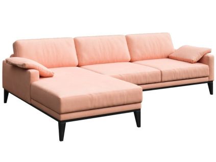 Světle růžová sametová rohová pohovka MESONICA Musso 248 cm, levá