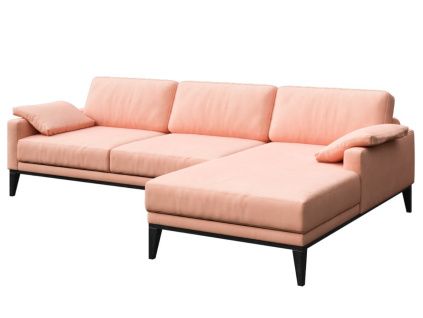 Světle růžová sametová rohová pohovka MESONICA Musso 248 cm, pravá